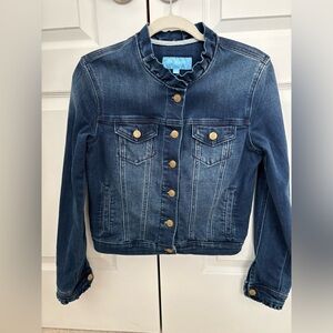 Cropped Jean Jacket with Ruffle Trim